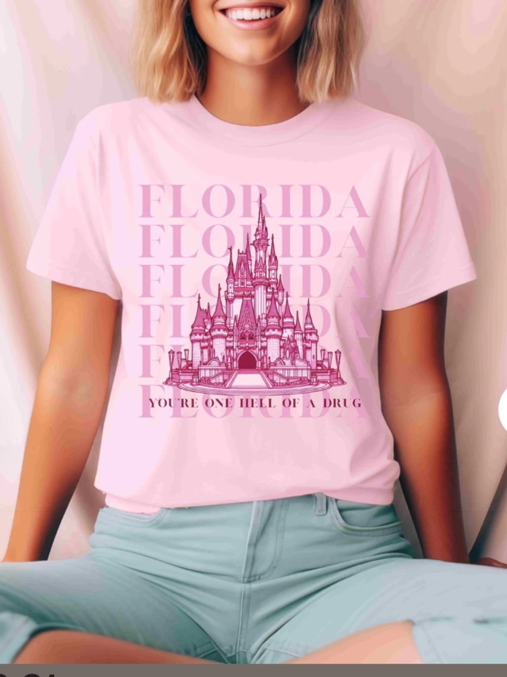 Disney Land Florida Pink Graphic Tee